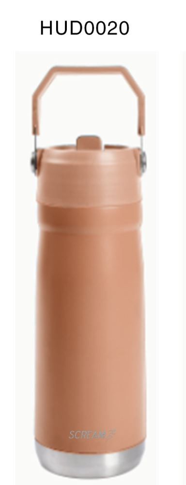 Garrafa Térmica Inox com Canudo 650Ml - LARANJA
