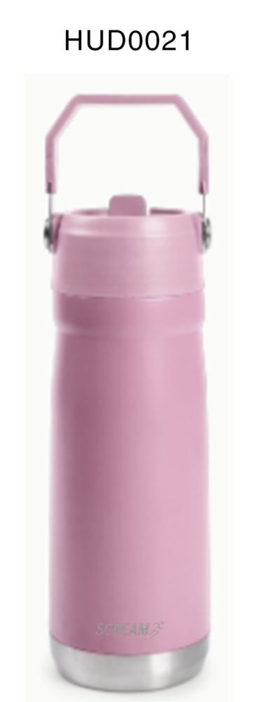 Garrafa Térmica Inox com Canudo 650Ml - ROSA