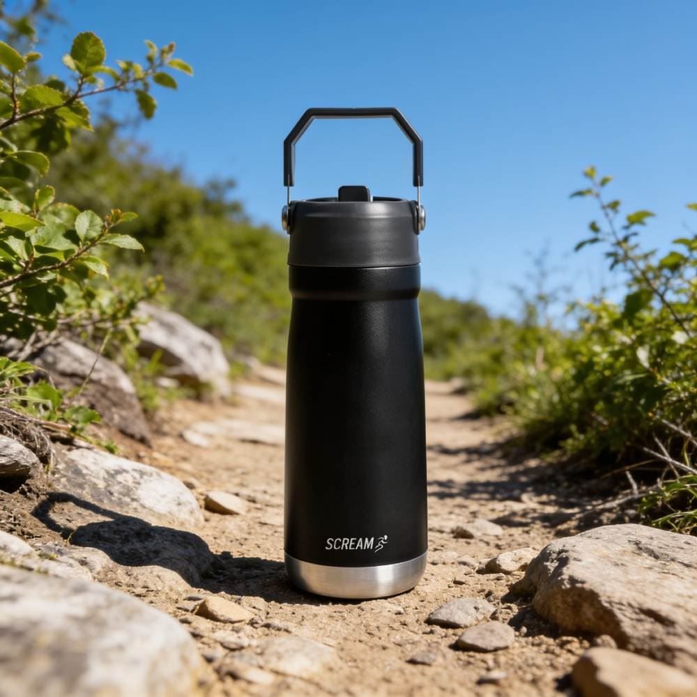 Garrafa Squeeze Térmica com Canudo 650Ml Scream - Preto