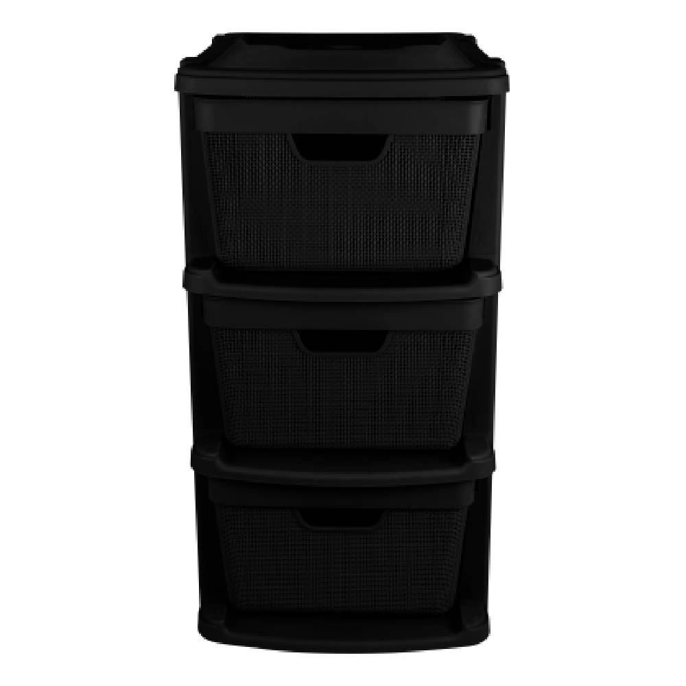 Gaveteiro De Chão Juta 3 Gavetas Jaguar 15 Litros - Preto