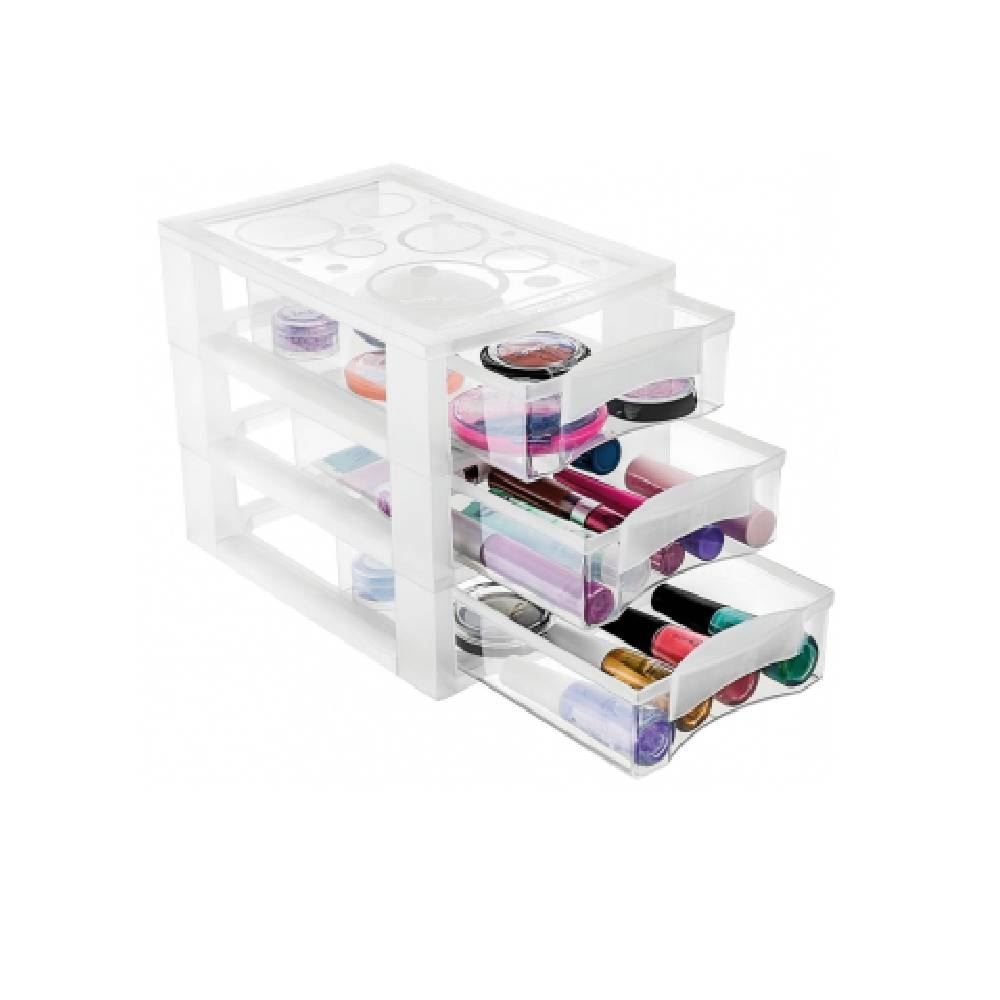 Gaveteiro De Plástico Cristal Bel 3 Gavetas - Ordene