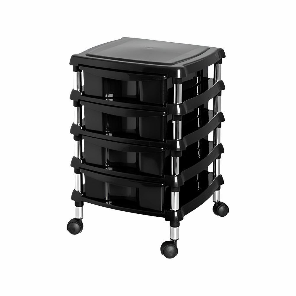 Gaveteiro Organizador com Rodízios 4 Gavetas Niquelart - Preto
