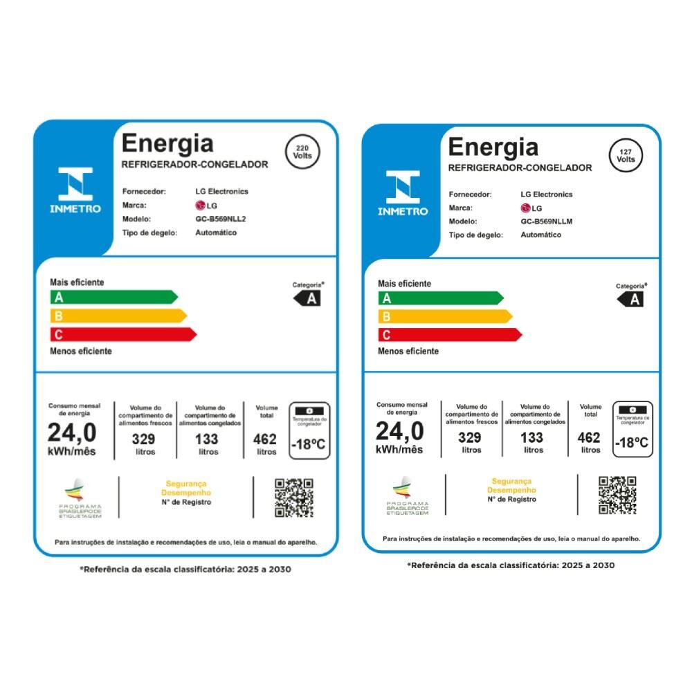 Refrigerador Geladeira Smart LG Frost Free 462 Litros Inverse Inox GC-B569NLL