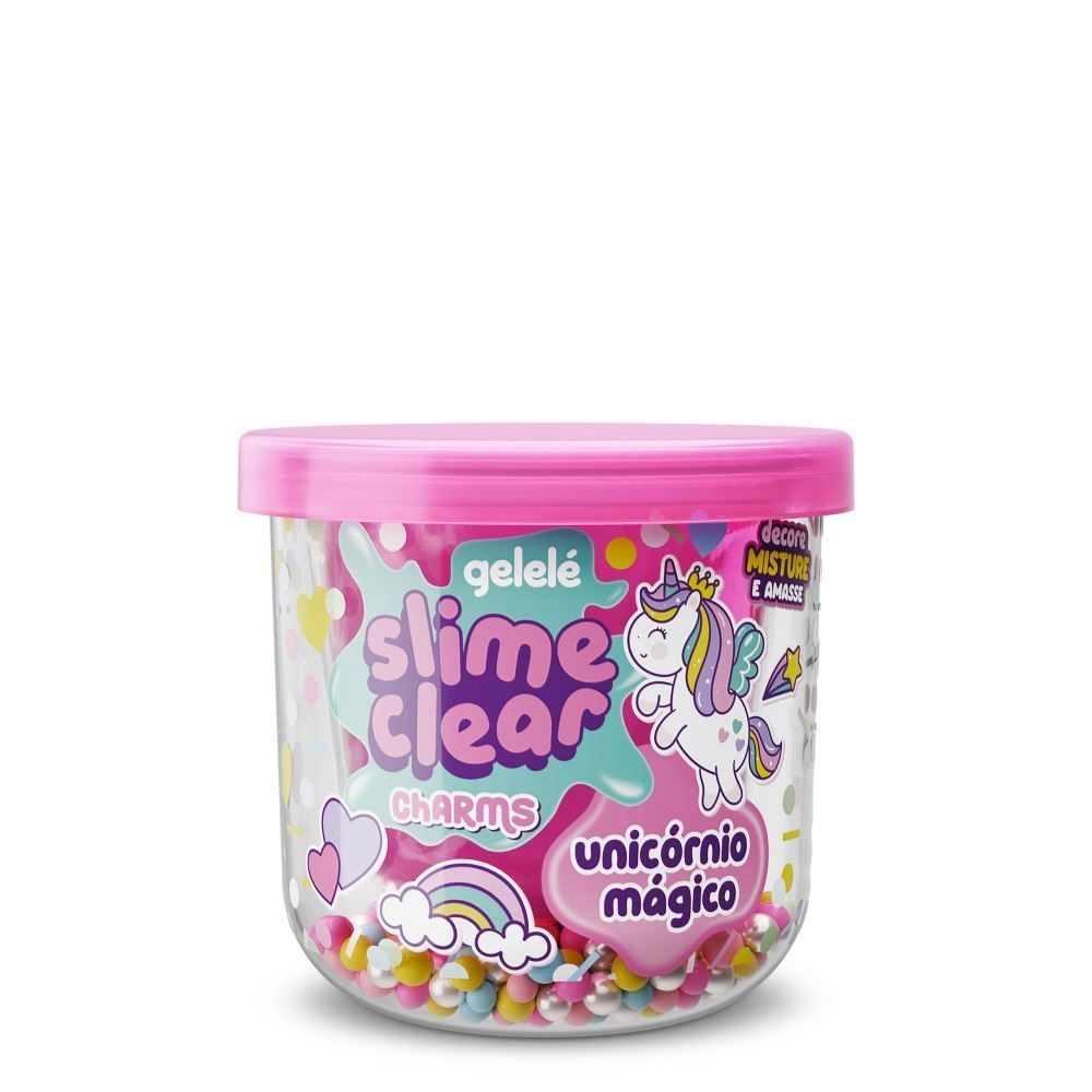 Gelelé Slime Clear Charms Unicórnio Mágico - 122g