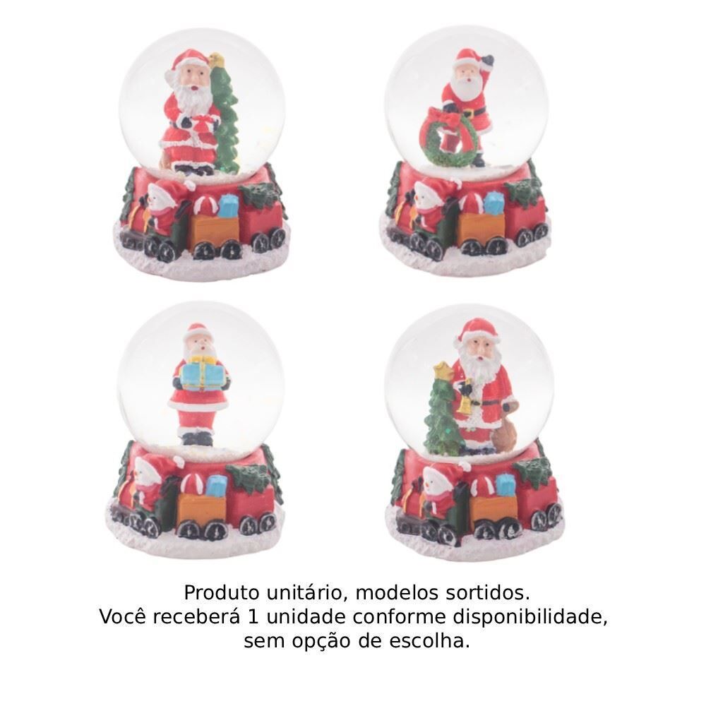Globo Natalino Papai Noel 4,5 cm Base Trem Havan Casa - Sortido