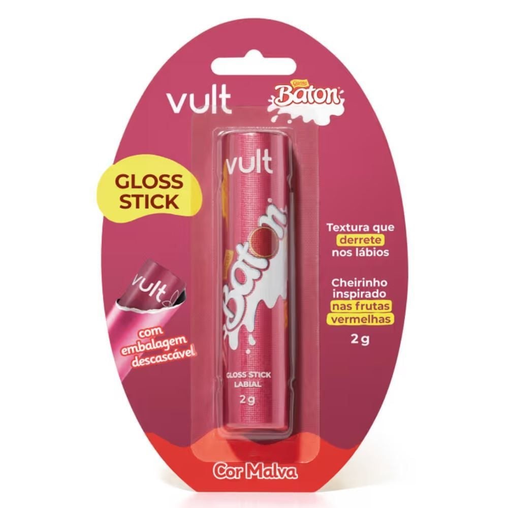Gloss Stick Vult & Baton 2G - Malva Frutas Vermelhas