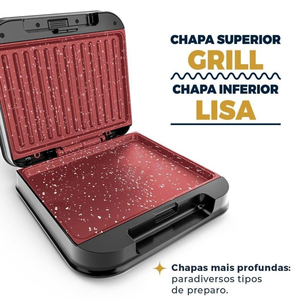 Sanduicheira e Grill Britânia 2 em 1 Redstone 850W BGR35A