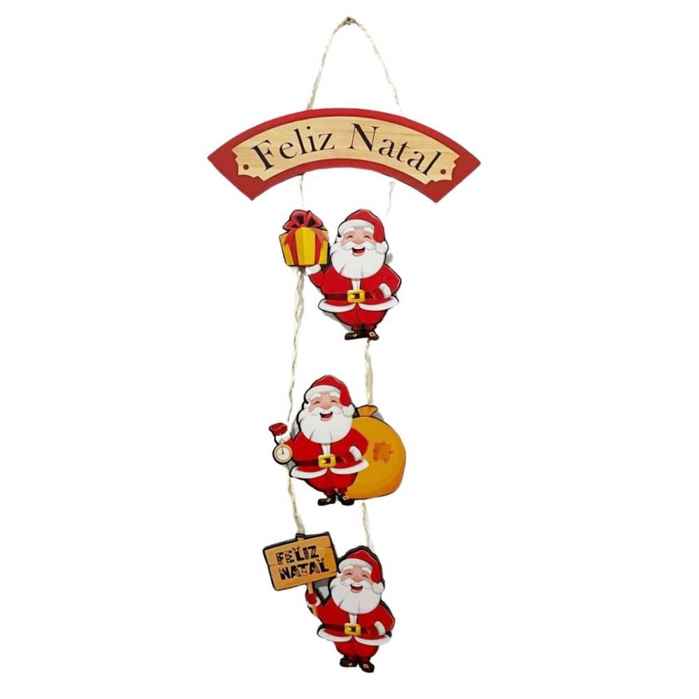 Enfeite Trio De Papai Noel Mdf 48 Cm Conecta Laser - 01381