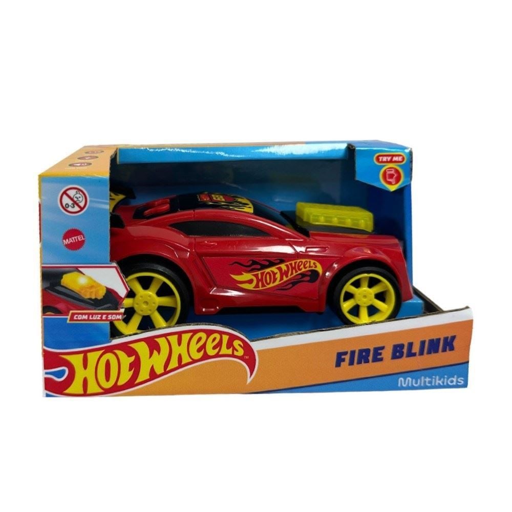 Carro Hot Wheels Fire Blink com Luz e Som Vermelho Multikids