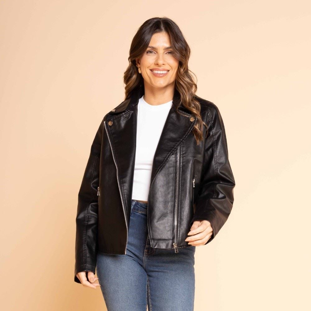 Jaqueta Biker Feminina Em PU Patricia Foster