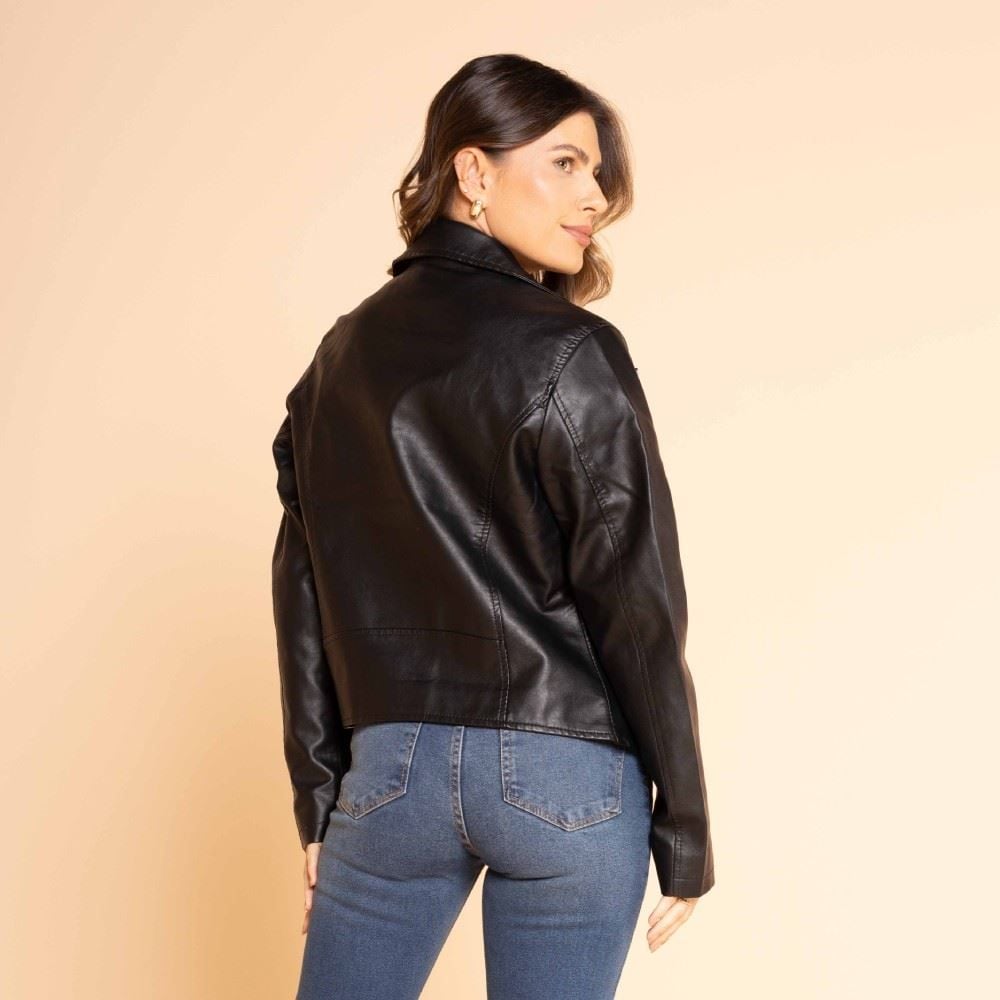 Jaqueta Biker Feminina Em PU Patricia Foster