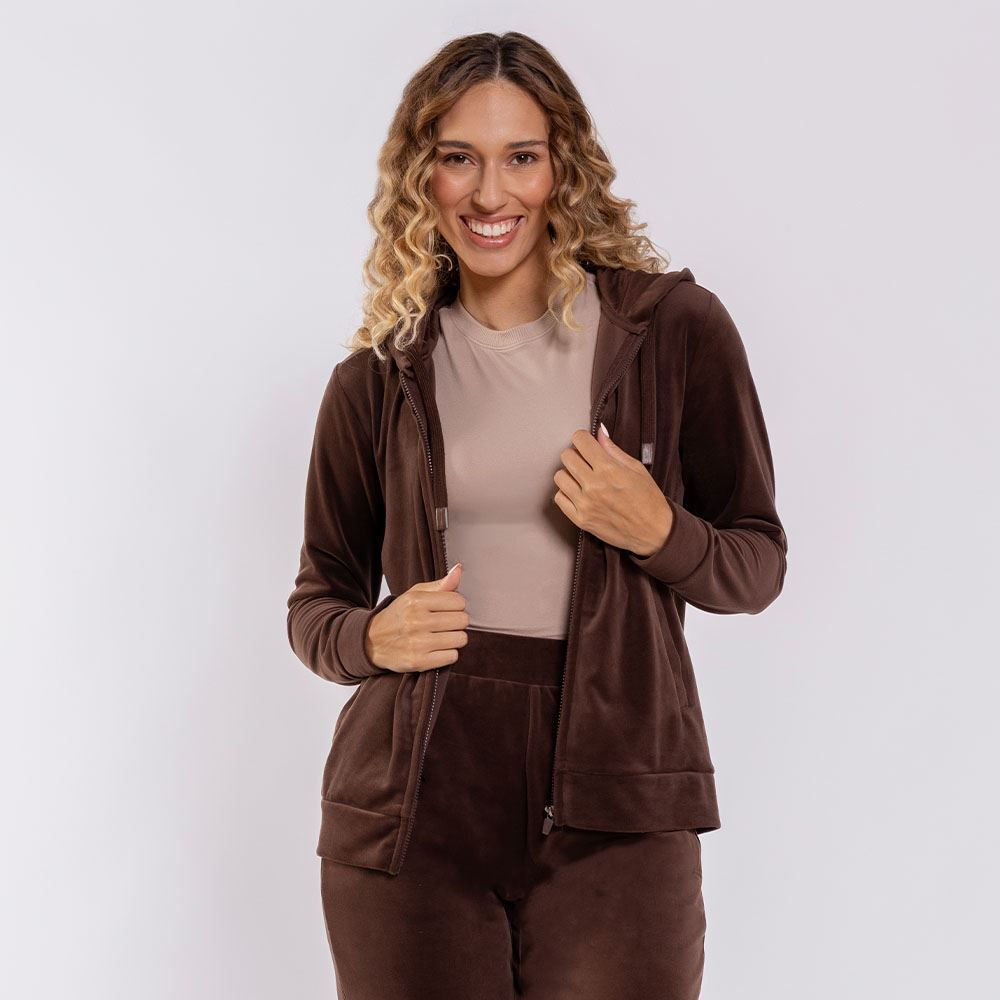 Jaqueta Feminina Esportiva Em Plush Com Capuz Scream