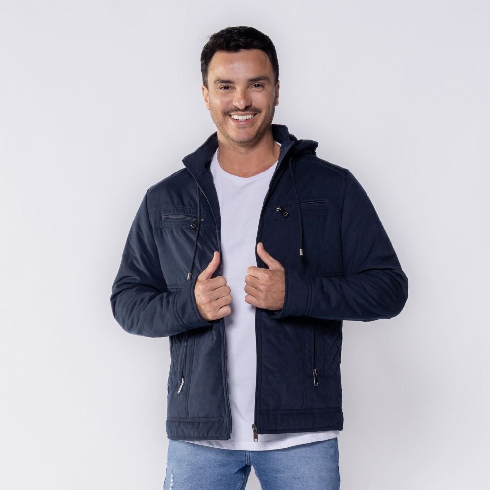 Jaqueta Masculina De Sarja Com Capuz Marc Alain