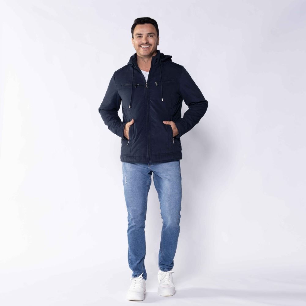 Jaqueta Masculina De Sarja Com Capuz Marc Alain