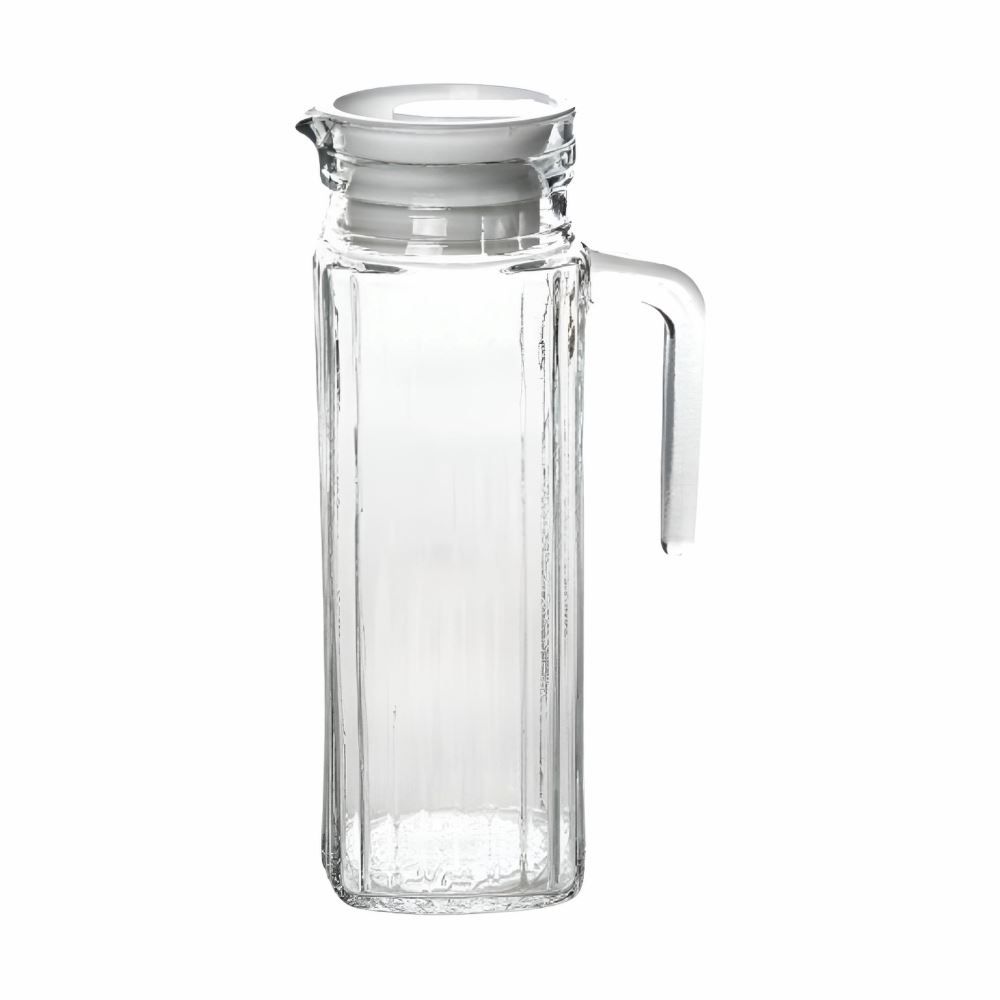 Jarra de Vidro com Tampa de Plástico Clink 1 Litro - Transparente e Branco