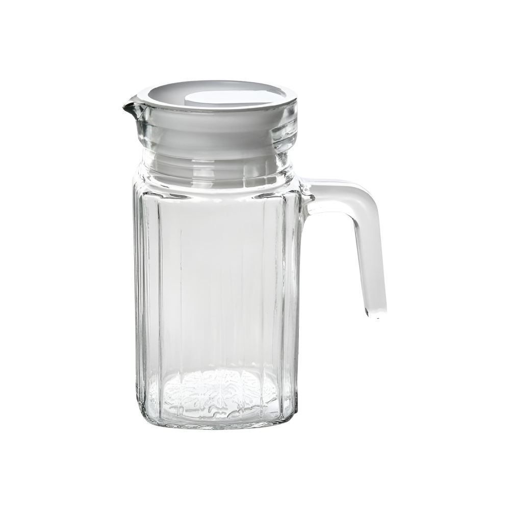 Jarra de Vidro com Tampa de Plástico Clink 500Ml - Transparente e Branco