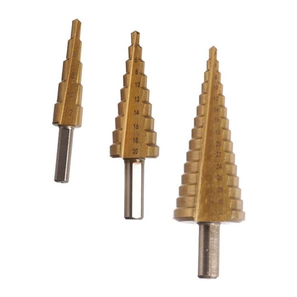 Jogo Broca Escalonada 3 Peças Hss 4 a 32Mm Corneta
