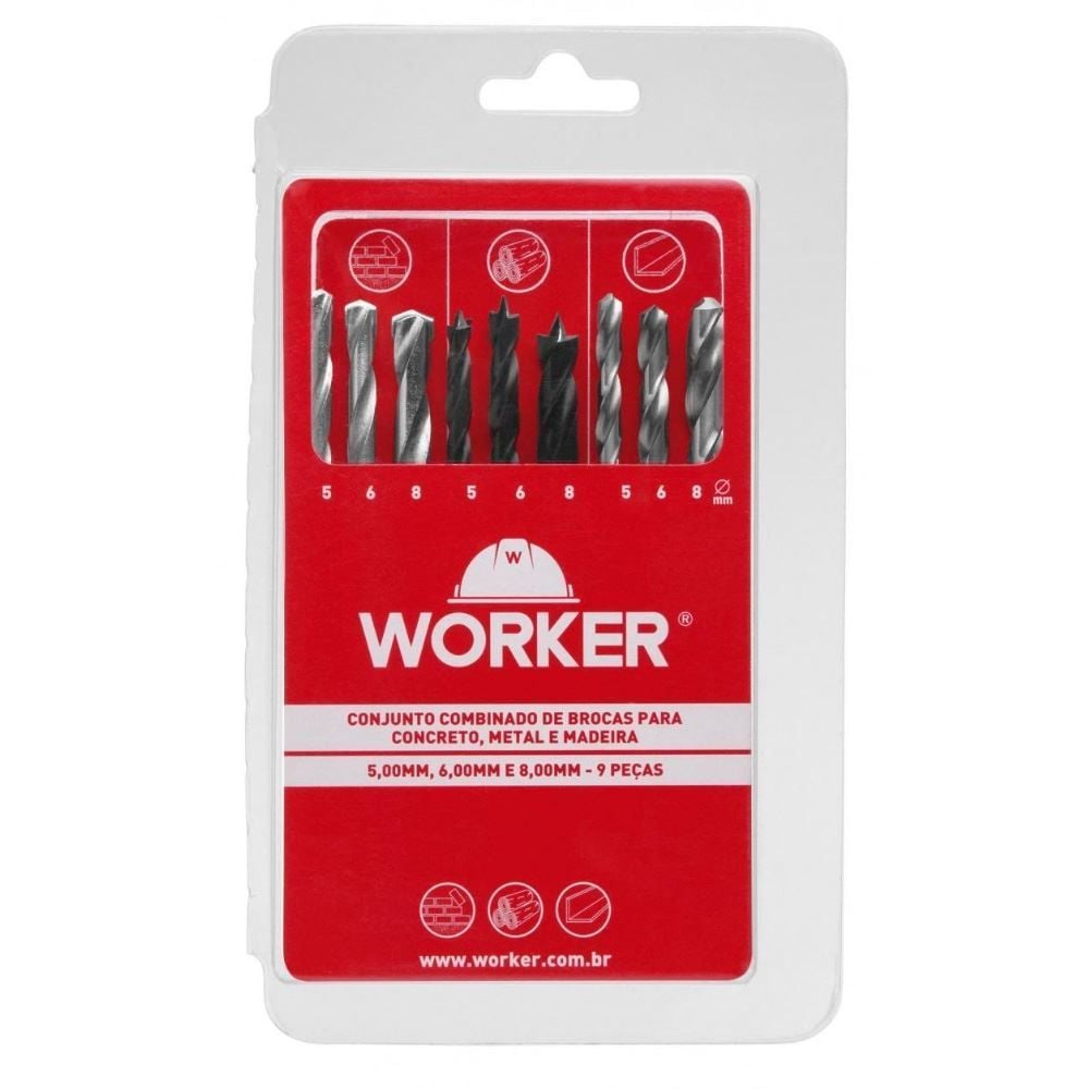Jogo Combinado De Brocas 9 Peças Worker - 445878