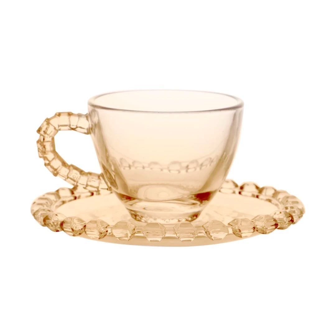 Jogo Xicaras De Café Com Pires L Hermitage 80Ml 8 Peças - Âmbar 