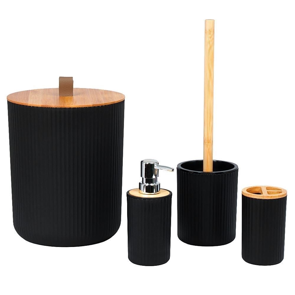 Jogo de Banheiro 4 Peças Bambu Havan Casa - Preto
