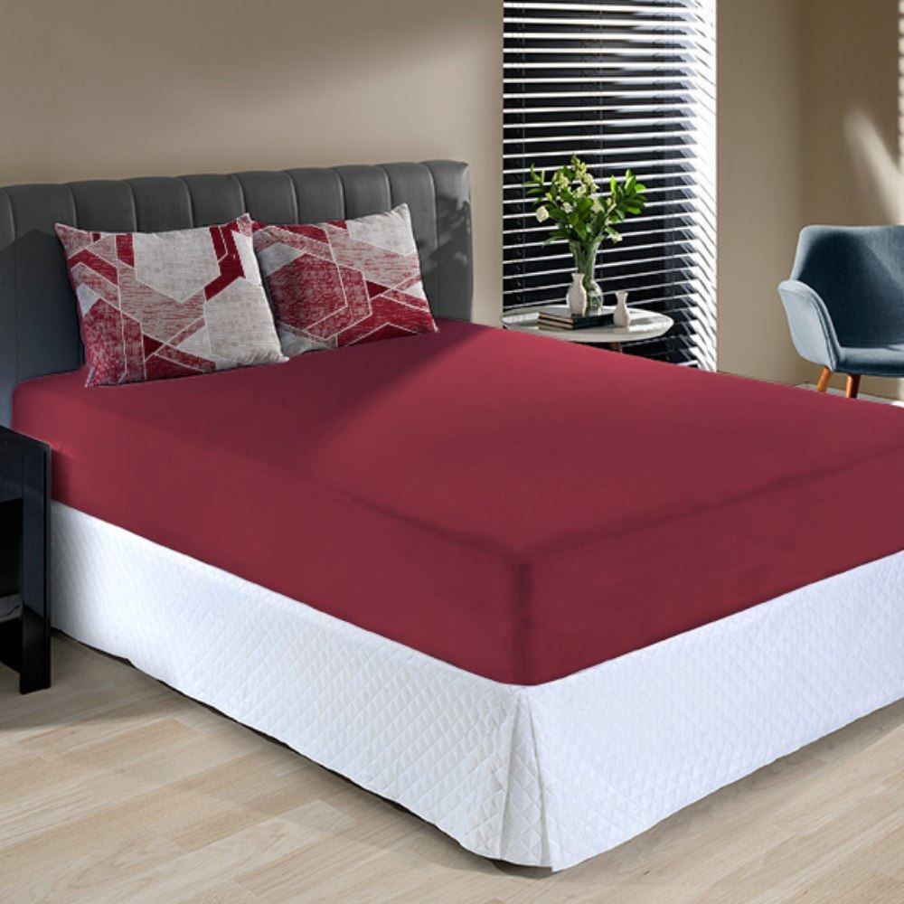 Jogo de Cama Casal Malha 100% Algodão Paris 3 pçs Havan Casa - Rubi Vermelho
