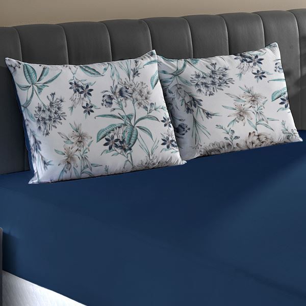 Jogo de Cama Casal Malha 100% Algodão Paris 3 pçs Havan Casa - ATLAS AZUL MARINHO