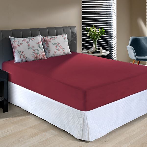 Jogo de Cama Casal Malha 100% Algodão Paris 3 pçs Havan Casa - Lys Carmin