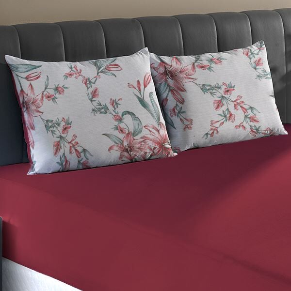 Jogo de Cama Casal Malha 100% Algodão Paris 3 pçs Havan Casa - Lys Carmin