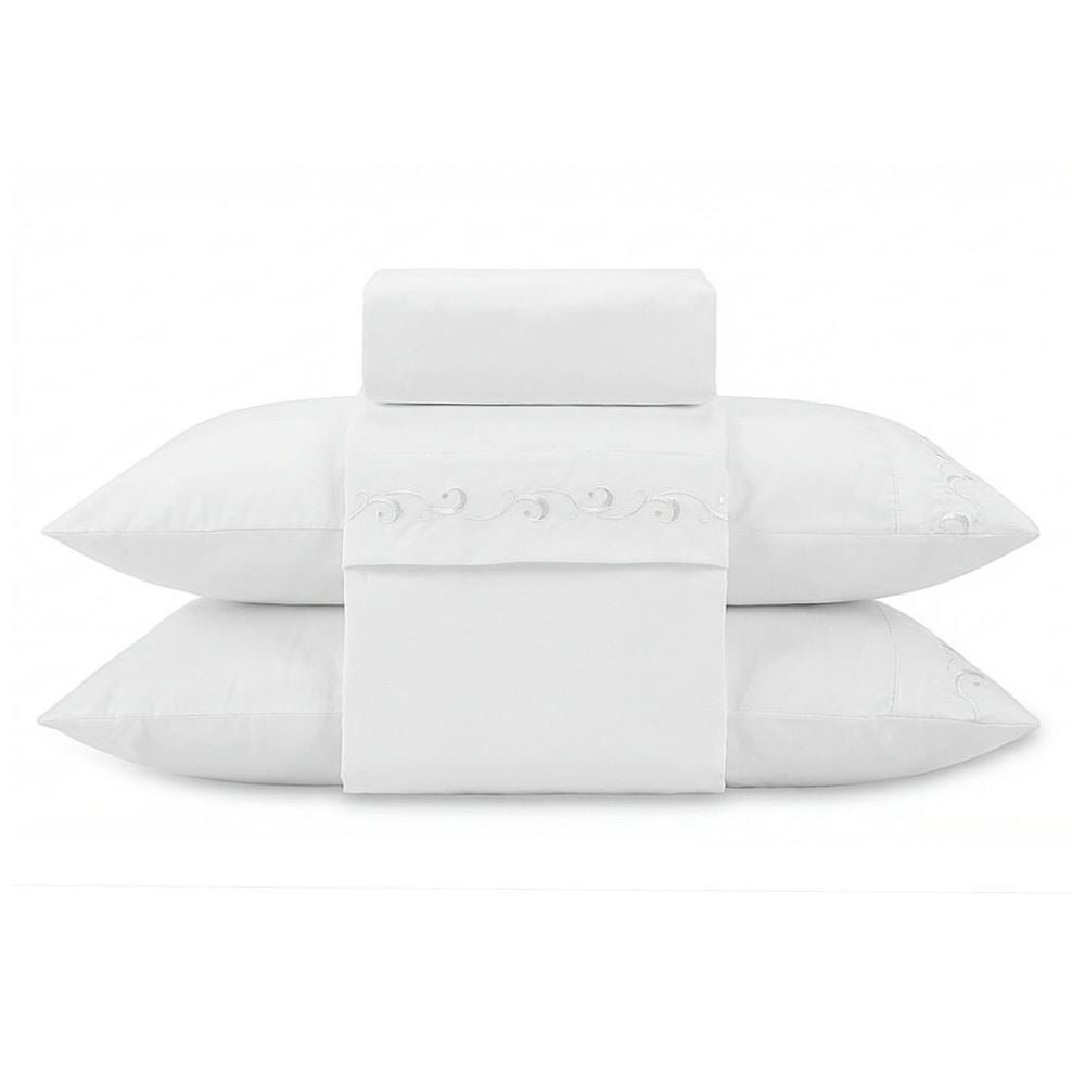Jogo de Cama Casal Imperial Bordado Havan Casa 4 pçs - Branco
