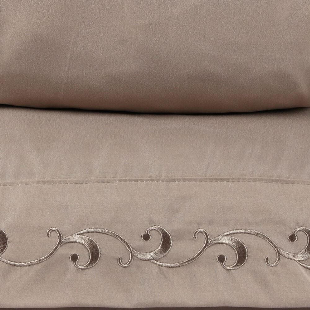 Jogo de Cama Casal Imperial Bordado Havan Casa 4 pçs - Bege