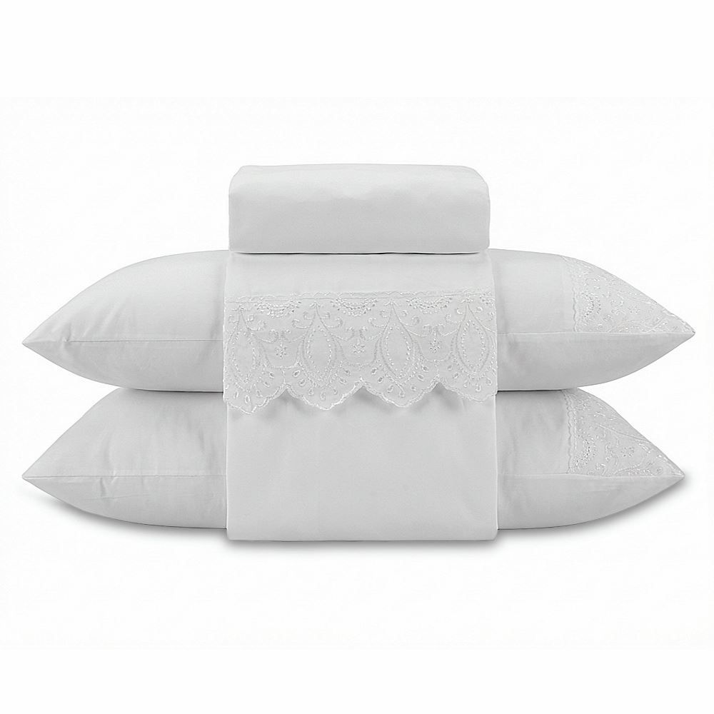 Jogo de Cama Casal Imperial com Renda Havan Casa 4 pçs - Branco