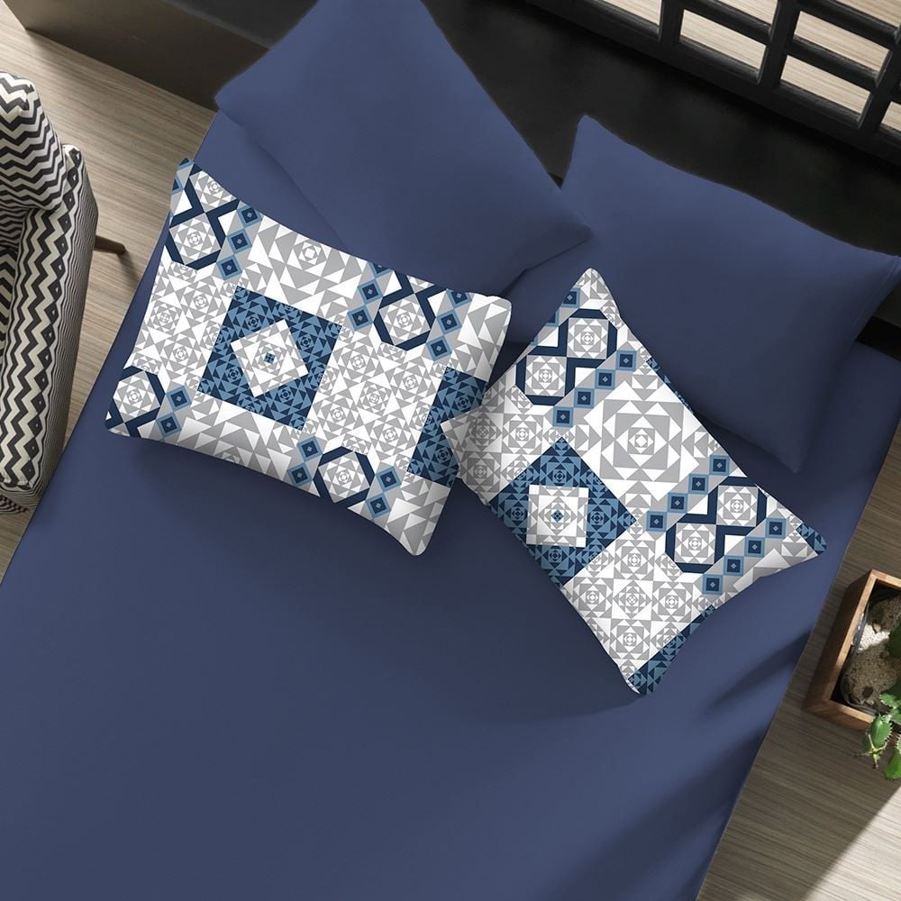 Jogo de Cama Casal Malha Solecasa Havan Casa 3 pçs - Cali Azul Profundo