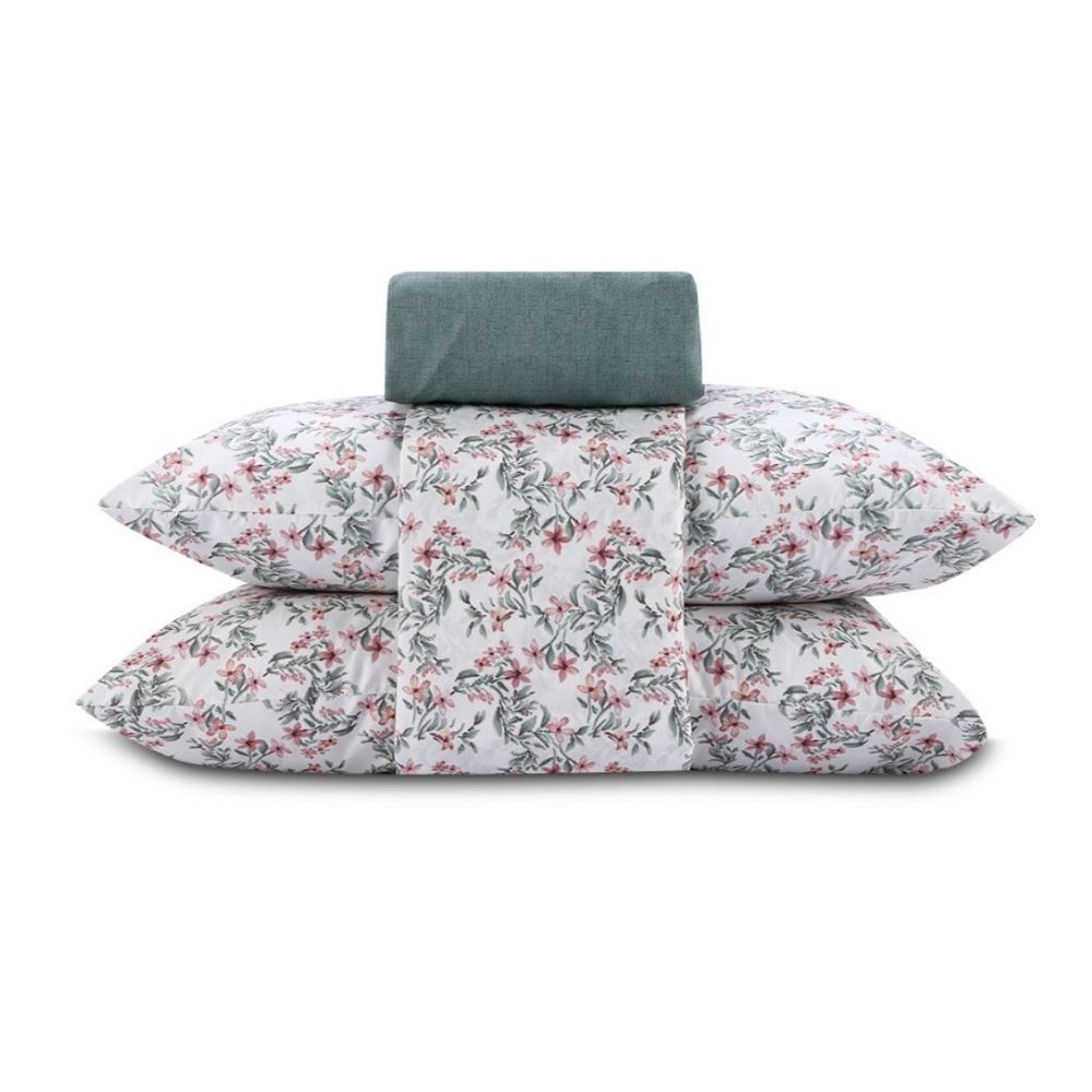 Jogo de Cama Casal Elegance Havan Casa 4 pçs - Elise Flowers Verde