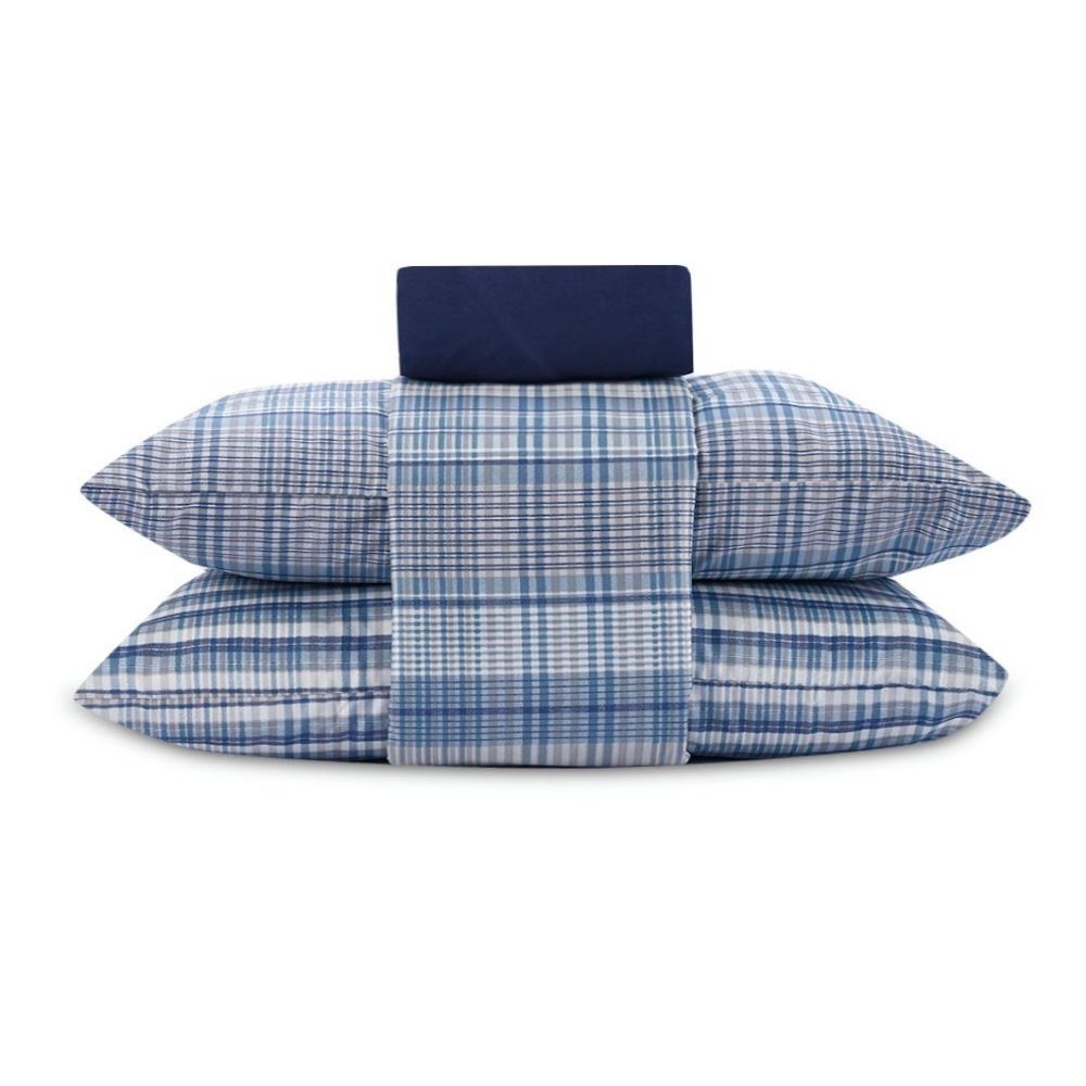 Jogo de Cama Casal Elegance Havan Casa 4 pçs - Jack Xadrez Azul