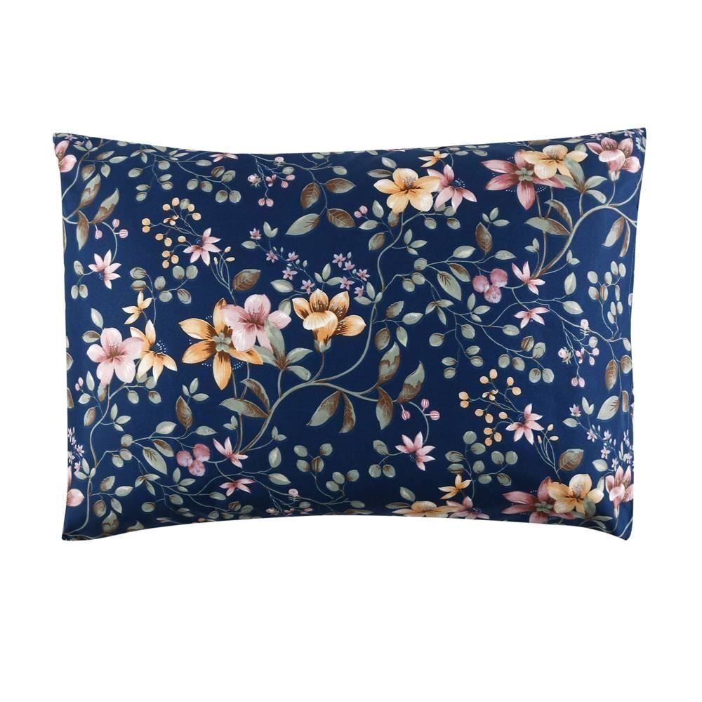 Jogo de Cama Casal Elegance Havan Casa 4 pçs - Jungle Marinho Flowers