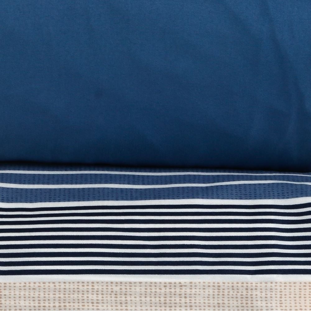 Jogo de Cama Casal Elegance Havan Casa 4 pçs - Artesano Listra Azul