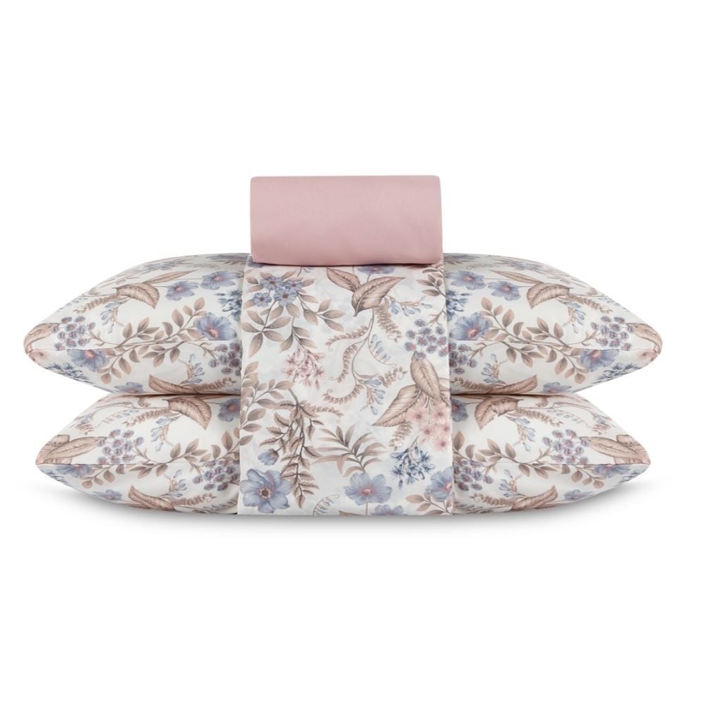Jogo de Cama Casal Elegance Havan Casa 4 pçs - Giardino Bloom Rosa