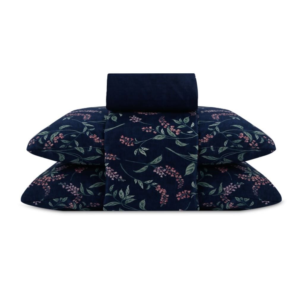 Jogo de Cama Casal Elegance Havan Casa 4 pçs - Julien Flowers Marinho
