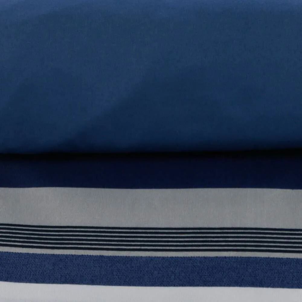 Jogo de Cama Casal Elegance Havan Casa 4 pçs - Fábio Listra Azul Escuro