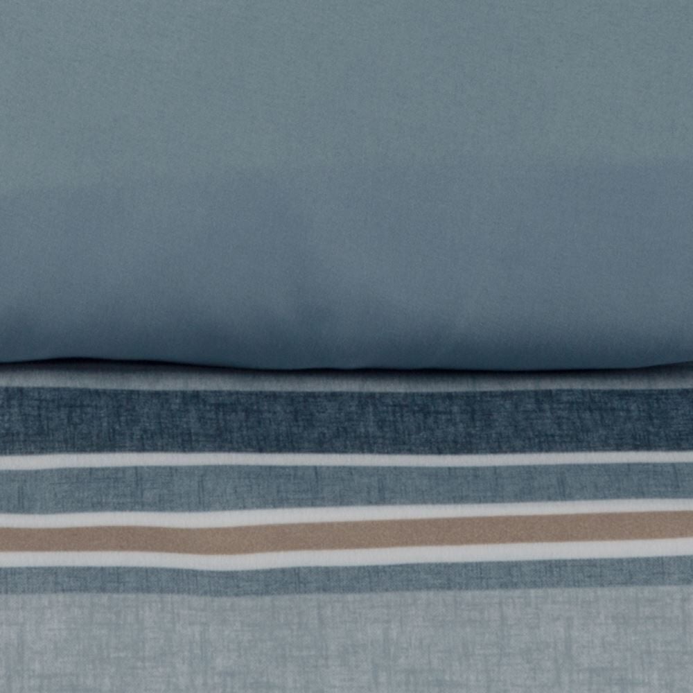 Jogo de Cama Casal Elegance Havan Casa 4 pçs - Lausane Listra Azul