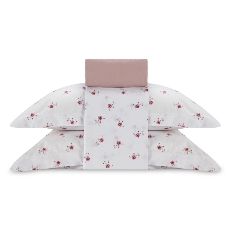 Jogo de Cama Casal Percal Buona Fortuna 4 pçs - Violet Rosa