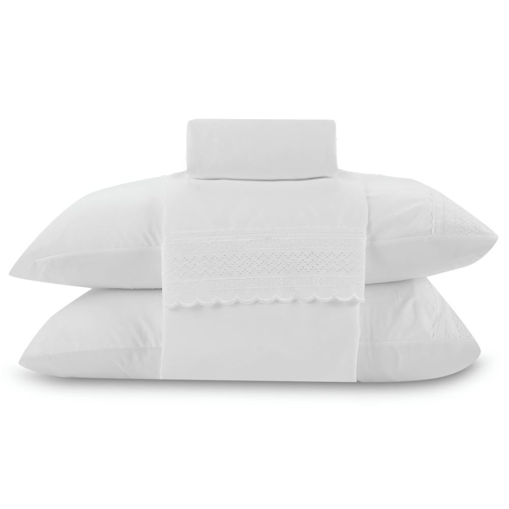 Jogo de Cama Casal Renda Imperial Havan Casa 4 pçs - Branco