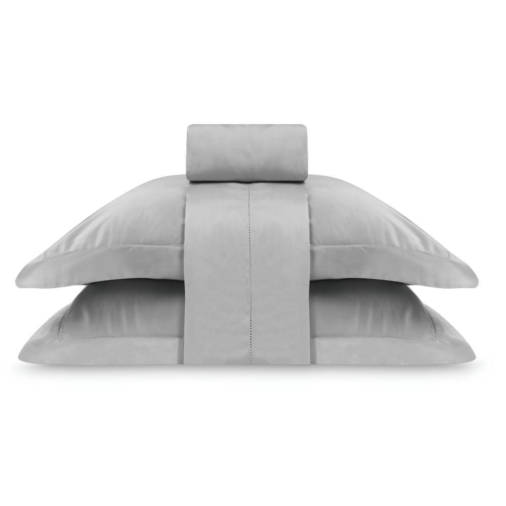 Jogo de Cama King 300 Fios Ponto Ajour Buona Fortuna - Prata