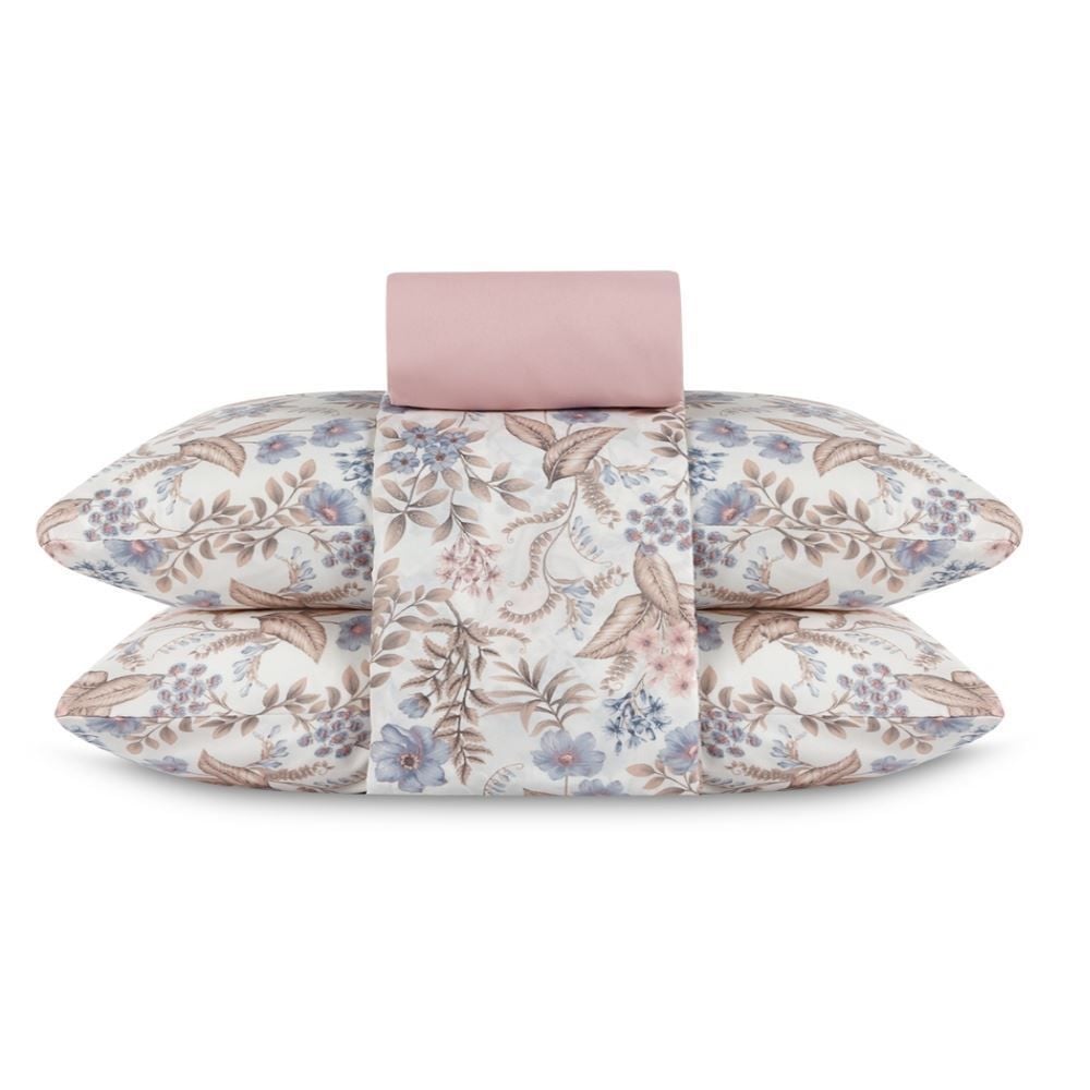 Jogo de Cama King Elegance Havan Casa 4 pçs - Giardino Bloom Rosa