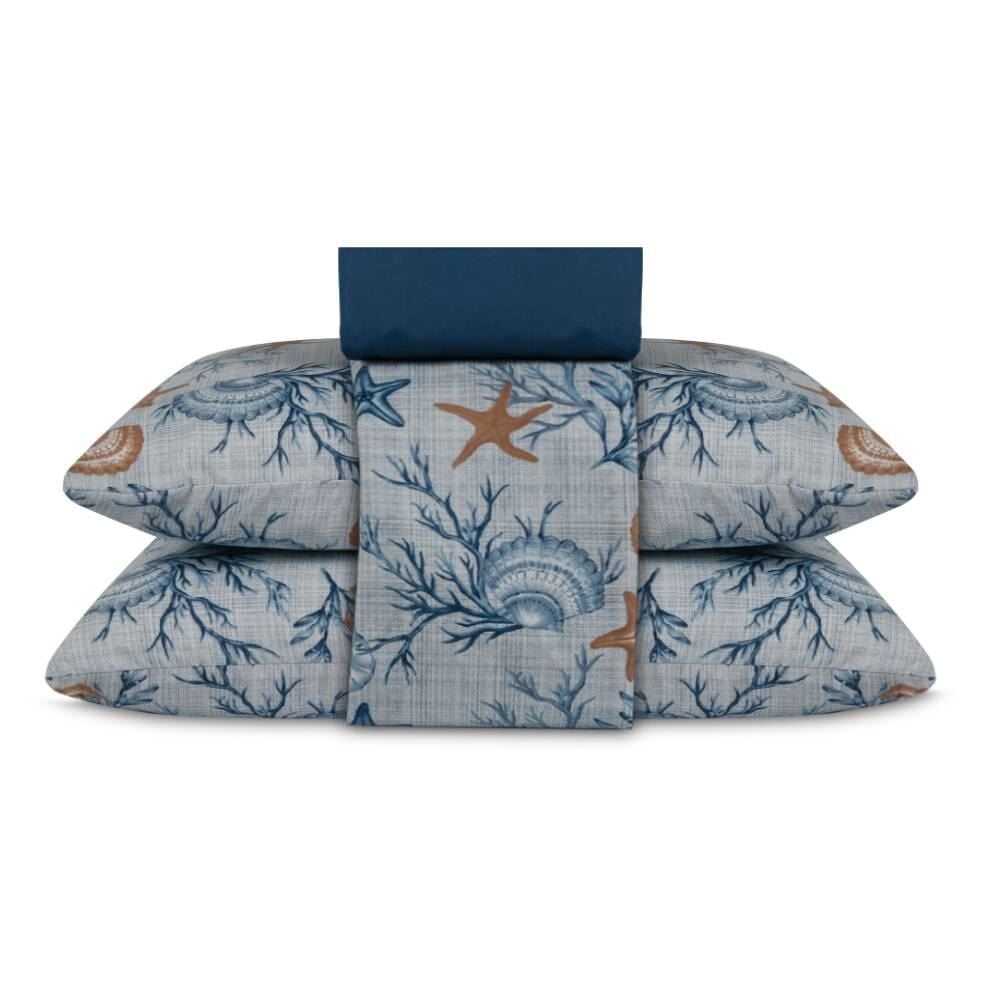 Jogo de Cama King Elegance Havan Casa 4 pçs - Praiana Azul