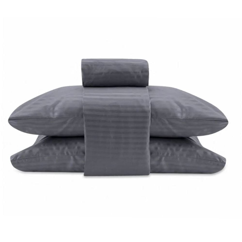 Jogo de Cama King Stripe Provence Havan Casa 4 pçs - Cinza