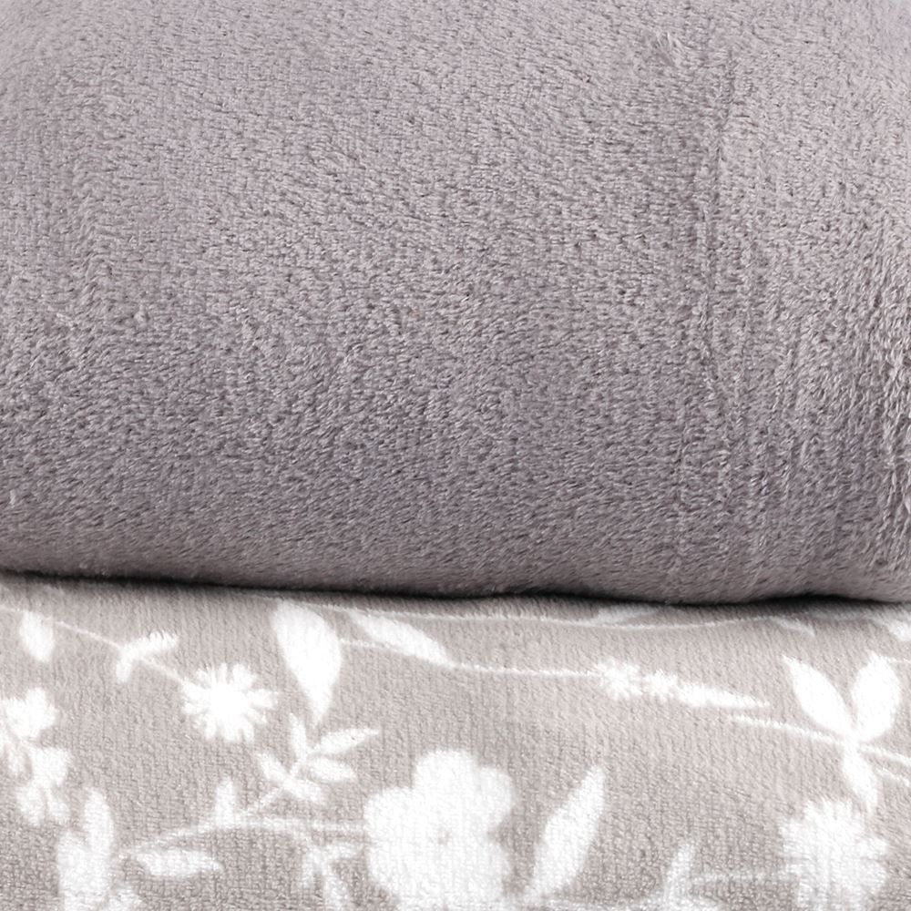 Jogo de Cama Plush Provence Casal 3 pçs Havan Casa - Yasmin Floral Cinza