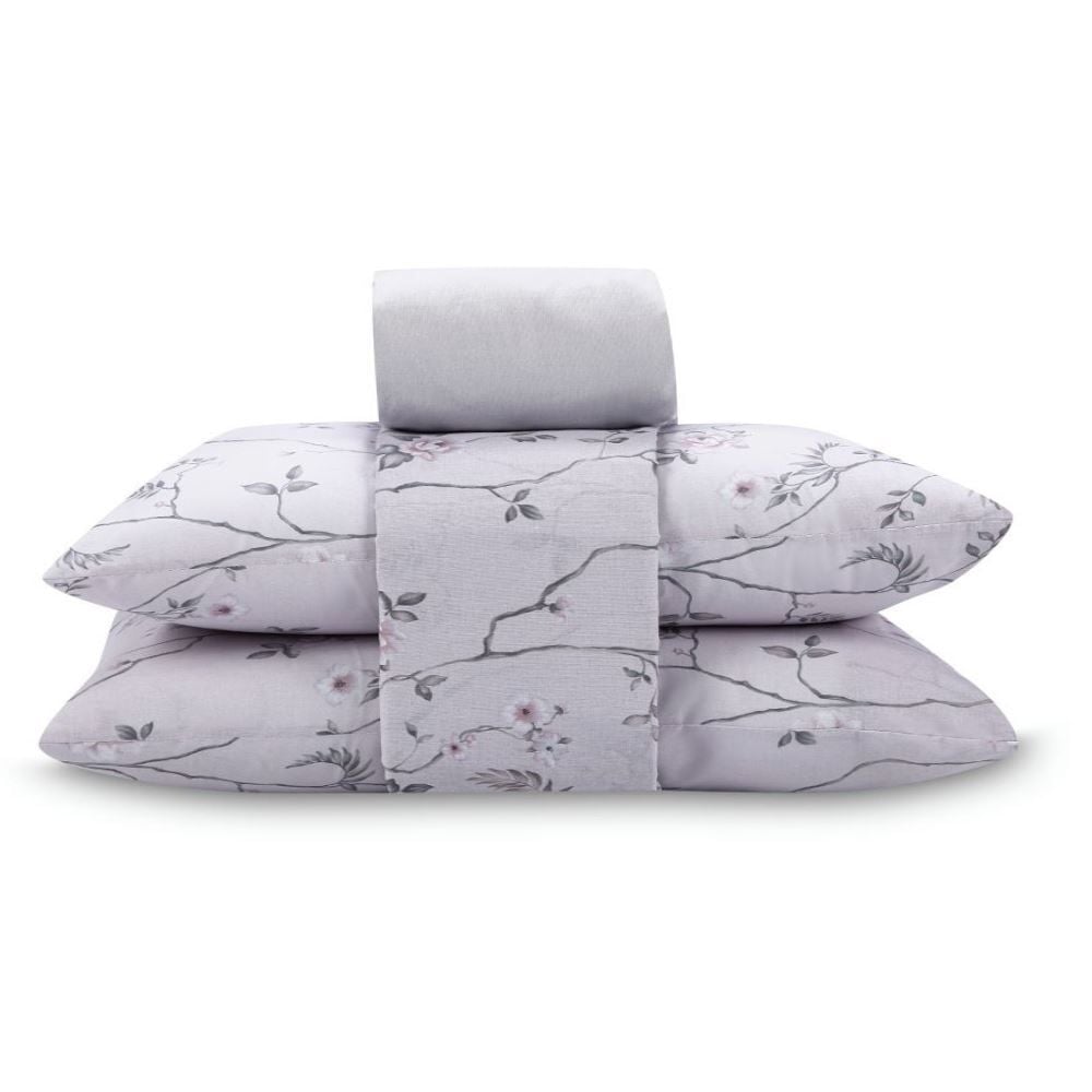 Jogo de Cama Queen 100% Algodão Royale 4 Peças - Soraia Flowers Bege