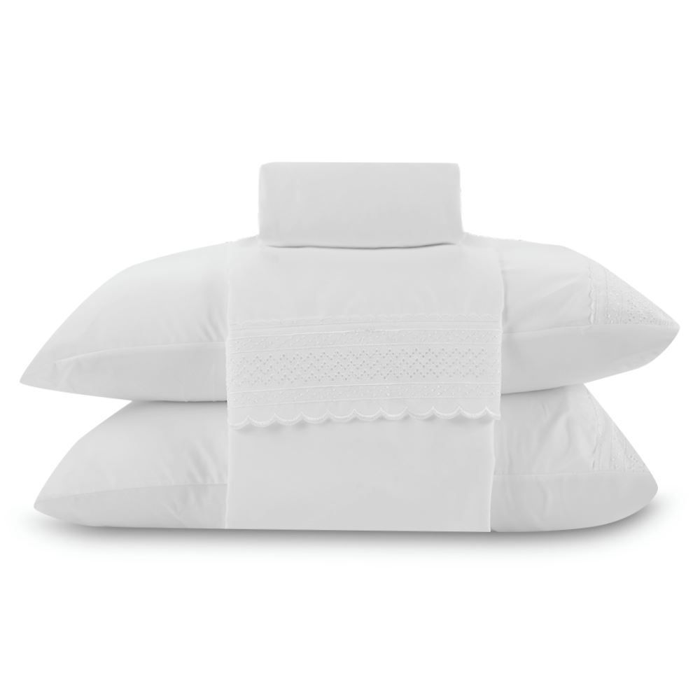 Jogo de Cama Queen com Renda Imperial Havan Casa 4 pçs - Branco