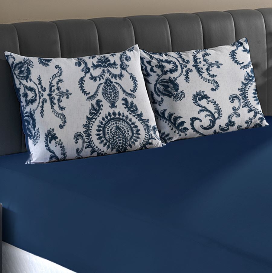 Jogo de Cama Queen Malha 100% Algodão Paris 3 pçs Havan Casa - IMPERIO AZUL MARINHO